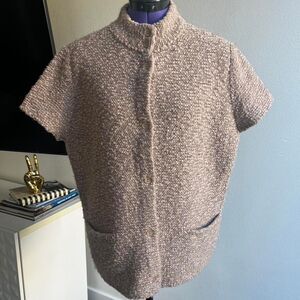 Eileen Fisher Organic Wool Alpaca Merino Knit Sweater Eco Pebble Jacquard XL